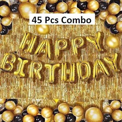 Jeonza Solid GoldFoil&Curtains_baloon _Set_of45 Balloon
