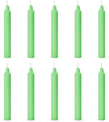 AuraDecor Pillar Candle Set Of 10 (Green) Candle