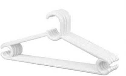 Homix Plastic Hanger Pack of 6 Pcs. (White) Cloths Strong and Durable White Car Coat Hanger
