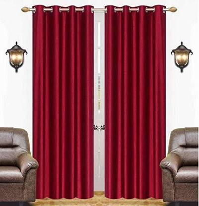 CHITRAVENI 150 cm (5 ft) Polyester Room Darkening Window Curtain (Pack Of 2)