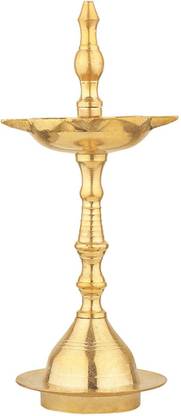 COPPER KITCHEN Pure Brass Original South Fancy Kerala Samai Diya , Nilavilakku set of 2 Brass (Pack of 2) Table Diya Set