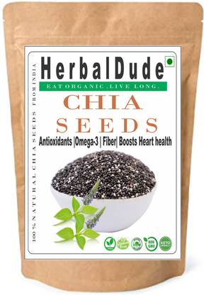 HERBALDUDE Raw chia seeds for Weight loss with Zinc , Omega-3 , Calcium and Fiber rich seeds (750g) Chia Seeds