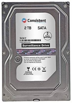 Consistent SURVEILLANCE 2 TB Desktop, Surveillance Systems Silver SATA Internal Hard Disk Drive (HDD) (2TB INTERNAL HDD 2YEAR WARRANTY)