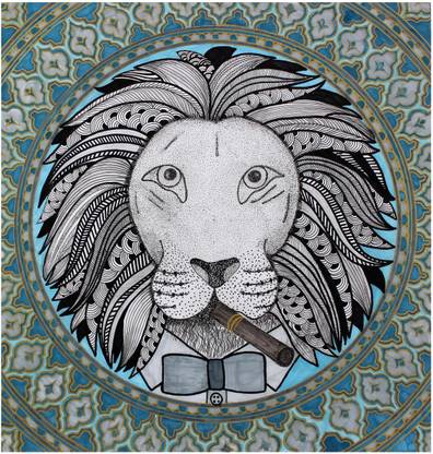 DIVINE JUNGLE KING Acrylic 16.5 inch x 1.27 inch Painting