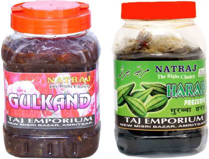 NATRAJ The Right Choice Homemade Taste Gulkand & Harar Murabba (Pack of 2 x 1 kg Each) Harad Murabba