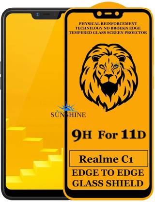 SUNSHINE Tempered Glass Guard for Edge to Edge Tempered Glass For - REALME C1