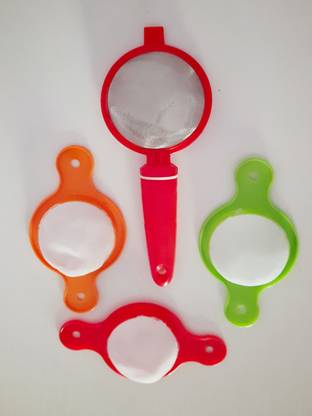 Samarpan Combo of Premium Plastic Strainer Contains Stainless Steel Mesh With Unique Hands free Strainer Ideal For Tea, Coffee and Juice ( Pack of 4, Multi Color) Tea Strainer