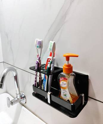 Uzox Wall Mounted self Adhesive Acrylic Tooth Brush/Toothpaste Holder Acrylic Toothbrush Holder