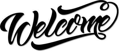 MRIYANGNI welcome MDF Plaque Painted Cutout Ready to Hang Home Décor Wall Art (Black)