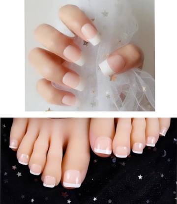 business venture 48 PC/Set COMBO OF hand and Toe nail tips Reusable Artificial with nail glue Nail/Nails . natural