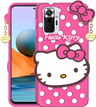 अतिफा बागा Redmi Note 10 Pro Max |3D Cute Hello Kitty|Girls Favourite|with Pendant Pink Case| के लिए