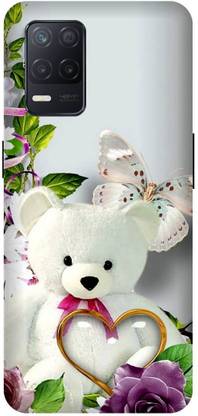 UMPRINT Back Cover for Realme 8/RMX3085 Teddy Bear Cut Teddy Printed Back Cover