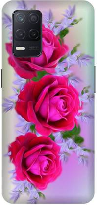 UMPRINT Back Cover for Realme 8/RMX3085 Rose Pink Rose Printed Back Cover