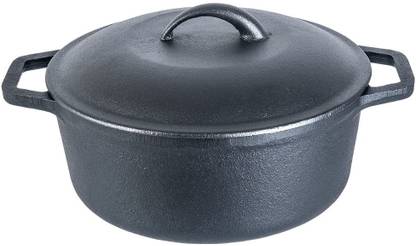 WONDERCHEF Forza Cast-Iron With Lid, Pre-Seasoned Cookware, Induction Friendly Cook and Serve Casserole