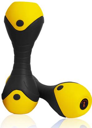 Aurion Oval Shape Dumbbells Fitness and Weights Comes in Pair (Black/Yellow, 2 KG X 2) Fixed Weight Dumbbell