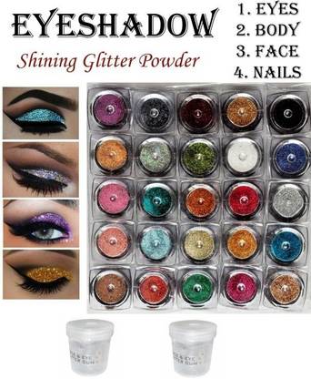 Elecsera ye shadow 25 Multi color Glitter Pack of 25 with Eye Glue/Gum 200 g
