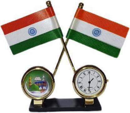 FLASHFULL Indian Flag with makka madina and watch Double Sided Wind Car Dashboard Flag