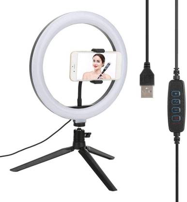 Dilurban 10 inch Big LED Ring Light with 3 Color Modes Dimmable Light for | Photo-Shoot | Video Shoot & Makeup with 3110 Adjustable Long Tripod Suitable for All Mobile Phones & Camera Ring Flash