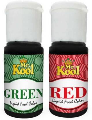 Mr.Kool Premium Liquid Food Color 2 Shades Red And Green 20ml Each | 40ml Combo | Red, Green