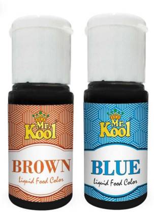 Mr.Kool Premium Liquid Food Color 2 Shades Brown And Blue 20ml Each | 40ml Combo | Brown, Blue