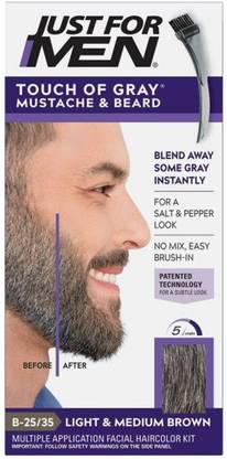 JUST FOR MEN Touch of Gray Mustache & Beard Color , Light & Med Brown