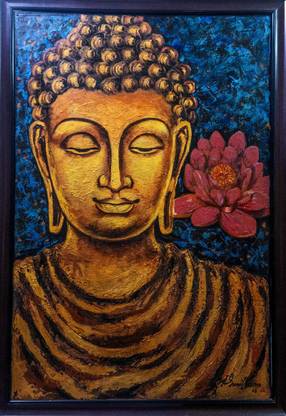 Mane Art Gallery Buddha B4 Acrylic original Painting on Canvas Acrylic 36 inch x 24 inch Painting