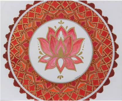 DIVINE LORD BUDDHA LOTUS SUTRA MANDALA PAINTING Acrylic 14 inch x 1.27 inch Painting