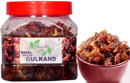 Natural Diet Premium Quality Natural Royal Gulab Gulkand with Kesar & Elaichi (400 grams) Mixed Gulkand
