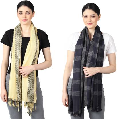 FLYER Woven, Striped, Self Design, Solid Viscose, Cotton Viscose Blend Girls Stole, Scarf, Fancy Scarf