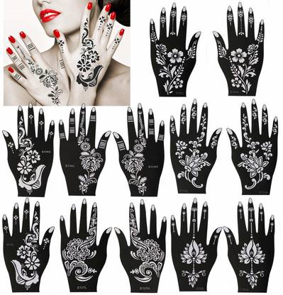 IVANA'S Heena Mehandi Tatto Stencil Set for | Hand | Body | Fingure | Face | Heena Art Temporary Tatto for Kids, Girls & Women - Design-596
