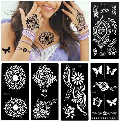 IVANA'S Heena Mehandi Tatto Stencil Set for | Hand | Body | Fingure | Face | Heena Art Temporary Tatto for Kids, Girls & Women - Design-590