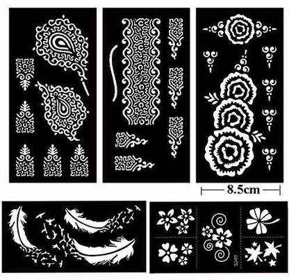 IVANA'S Heena Mehandi Tatto Stencil Set for | Hand | Body | Fingure | Face | Heena Art Temporary Tatto for Kids, Girls & Women - Design-602