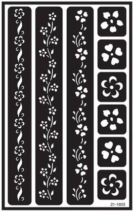 IVANA'S Heena Mehandi Tatto Stencil Set for | Hand | Body | Fingure | Face | Heena Art Temporary Tatto for Kids, Girls & Women - Design-577