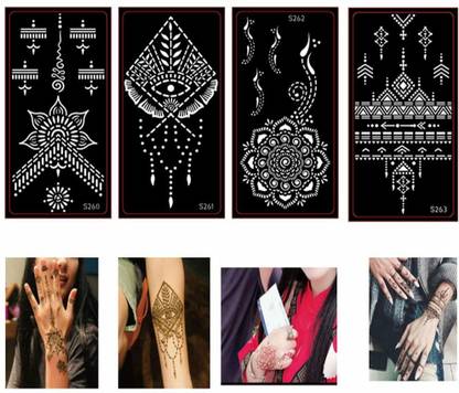 इवाना'स Heena Mehandi Tatto Stencil Set for | Hand | Body | Fingure | Face | Heena Art Temporary Tatto for Kids, Girls & Women - Design-603