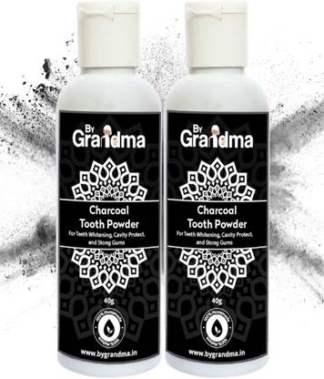 By Grandma Activated Bamboo Charcoal Teeth Whitening Powder - Fluoride Free & Great for Sensitive Teeth - Remove Bad Breath & No Hurt on Enamel or Gum - Natural Vegan Bamboo Charcoal Teeth Whitener & Made In INDIA