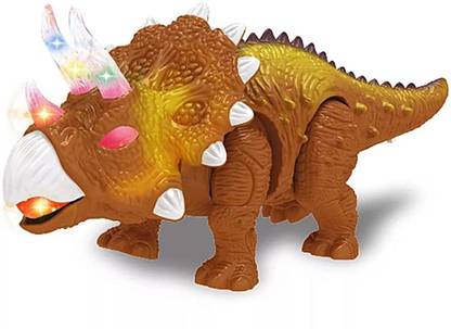 IMSZZ TRADING ELECTRIC LIGHT MUSIC WALKING SWING SIMULATION TRIANGLE DINOSAURS TOY FOR CHILDREN (TRICERATOPS)