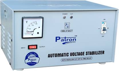 Patron Crystal 6 KVA Automatic Voltage Stabilizer for All Home Appliances (Upto 4800 Watts), Working Range-90V-300V (Pure Copper Winding) Voltage Stabilizer
