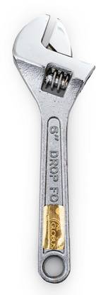 Globus 608 Adjustable Wrench/ Spanner Chrome Finish (6 inch / 150mm) Single Sided Open End Wrench
