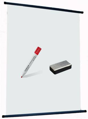 DLR WHITE BOARD (75 X 55 Cm) Folding white board roll up white writing board with MARKER & DUSTER (1 pcs) White board
