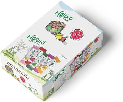 Naturo Assorted Fruit Bars Dispenser (Apple, Mango, Guava and Mix Fruit) Mango, Apple, Guava, Mix Fruit Candy Bar