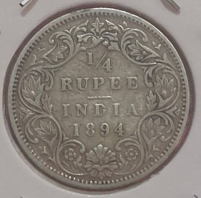ANTIQUEWAY 1894 SILVER QUARTER RUPEE VICTORIA EMPRESS BOMBAY MINT BRITISH INDIA COIN Medieval Coin Collection