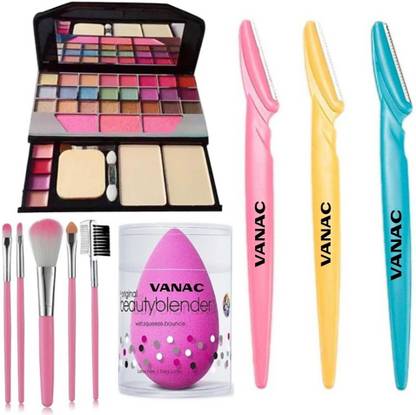 MM MAKEUP KIT, BRUSH SET OF 5, BEAUTY BLENDER, EYEBROWS RAZOR