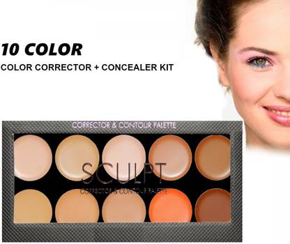 VARS LONDON 10 color cream concealer contour makeup base | face contour palette | cream contour palette | face makeup base |Corrector & contour palette | color corrector concealer palette Concealer