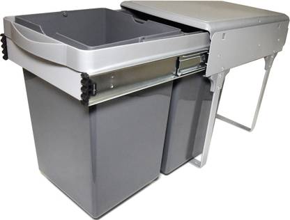 DBR Plastic Sliding Pull Out Storage Kitchen Cabinet Waste Bin (250 x 452 x 365 mm) Dustbin Plastic, Iron Dustbin
