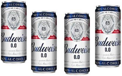 Budweiser Non Alcoholic Beer (Imported) 330ml (Pack of 4) Can (4 x 330 ml) Energy Drink