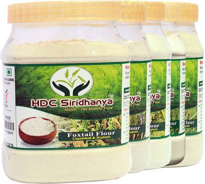 HDC SIRIDHANYA Combo 500 Flour Foxtail Flour (Unpolished & Hygienic) Pack Of 5