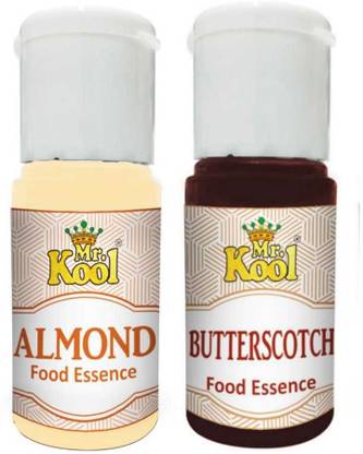 Mr.Kool Liquid Rich Food Essences (Pack of 2) Flavours 20ml each| Real Almond and Butterscotch Essence | Culinary Flavouring Essence for Baking Cake, Chocolates, Indian Sweets | Premium Food Essence Almond Liquid Food Essence