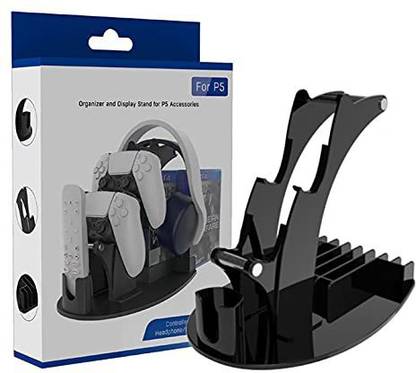 microware PS5 Accessories Organizer Stand, Display Stand for PS5 / PS4 / Xbox Series X/Xbox One/Nintendo Switch,Can be stored 2 Handles,1 Host Remote Control,1 Headset and 6 Game Card Boxes Game Control Mount