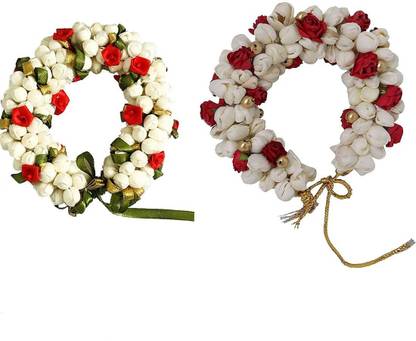 GuruEmbellish Artificial Flower Juda/Gajra For Women/Girls,(Color-Multi, Pack-02) Bun Clip