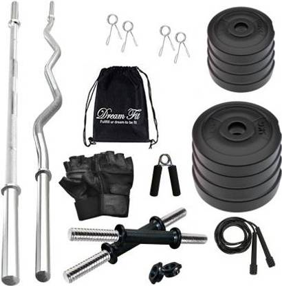 DreamFit 30 kg 30 Kg PVC weight Home Gym with straight rod, curl rod , Gym Bag and Accessories Home Gym Combo
